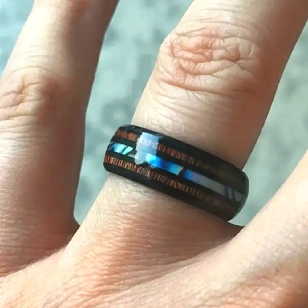 Men's Vintage edgy wood grain ring sz 7